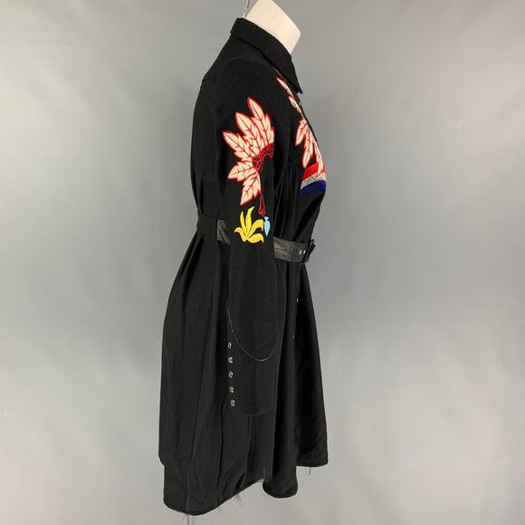 CHRISTIAN DADA Size XS Black Multi-Color Wool Embroidered Snaps Dress - Picture 2 of 6